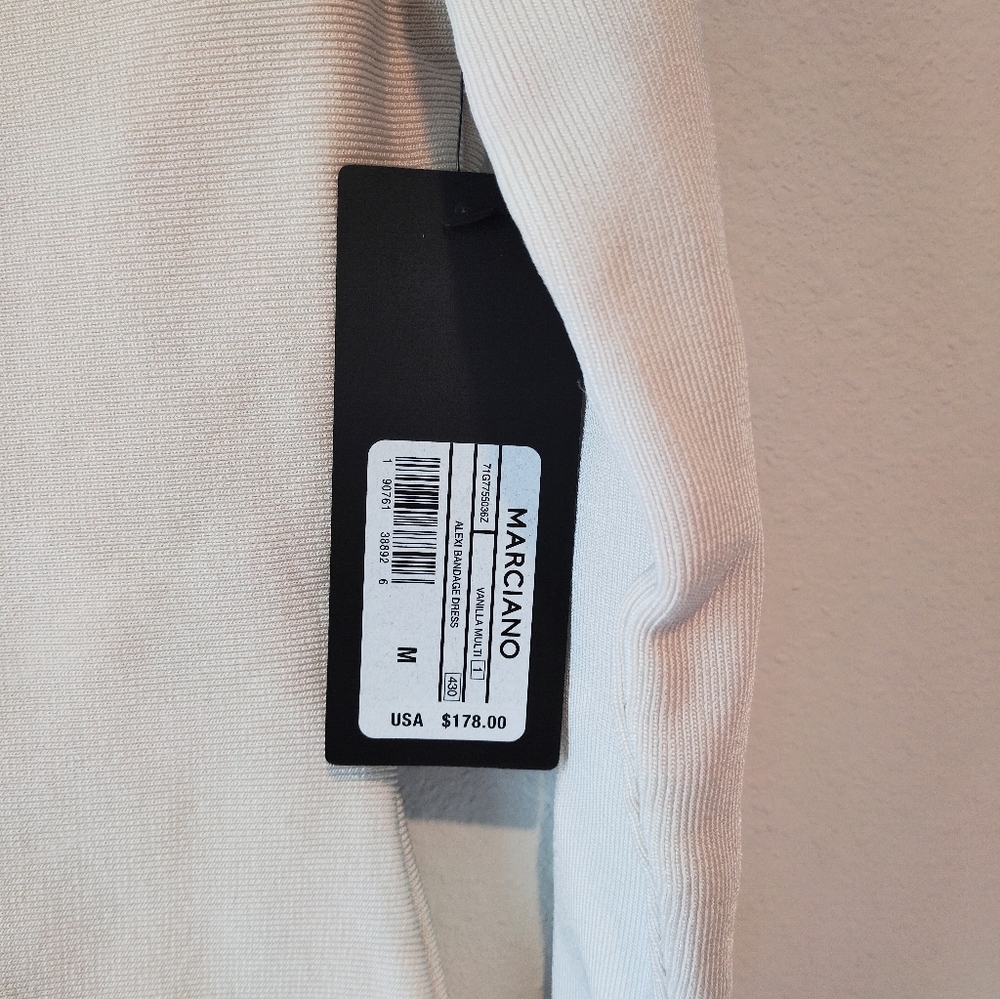 Marciano Asymmetrical Off-Shoulder White Bodycon Dress - Picture 8 of 8